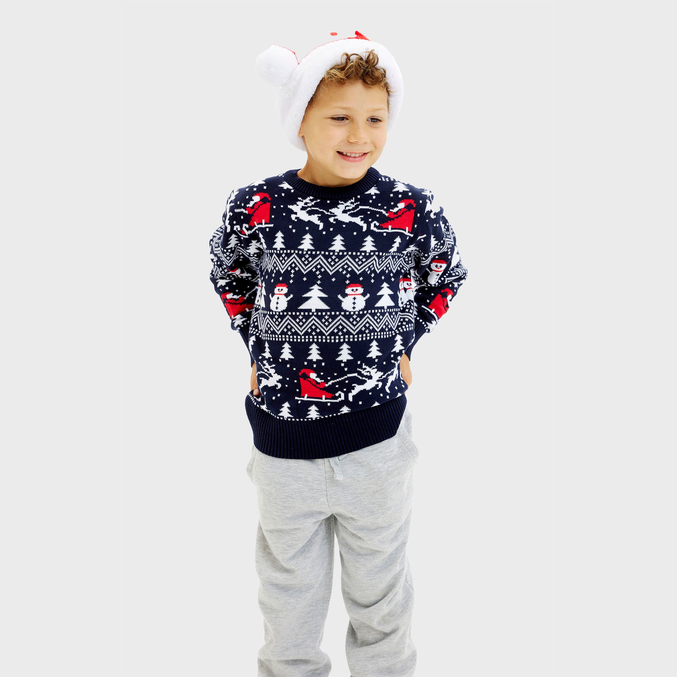Le Pull De Noël Stylé Bleu - Enfants.